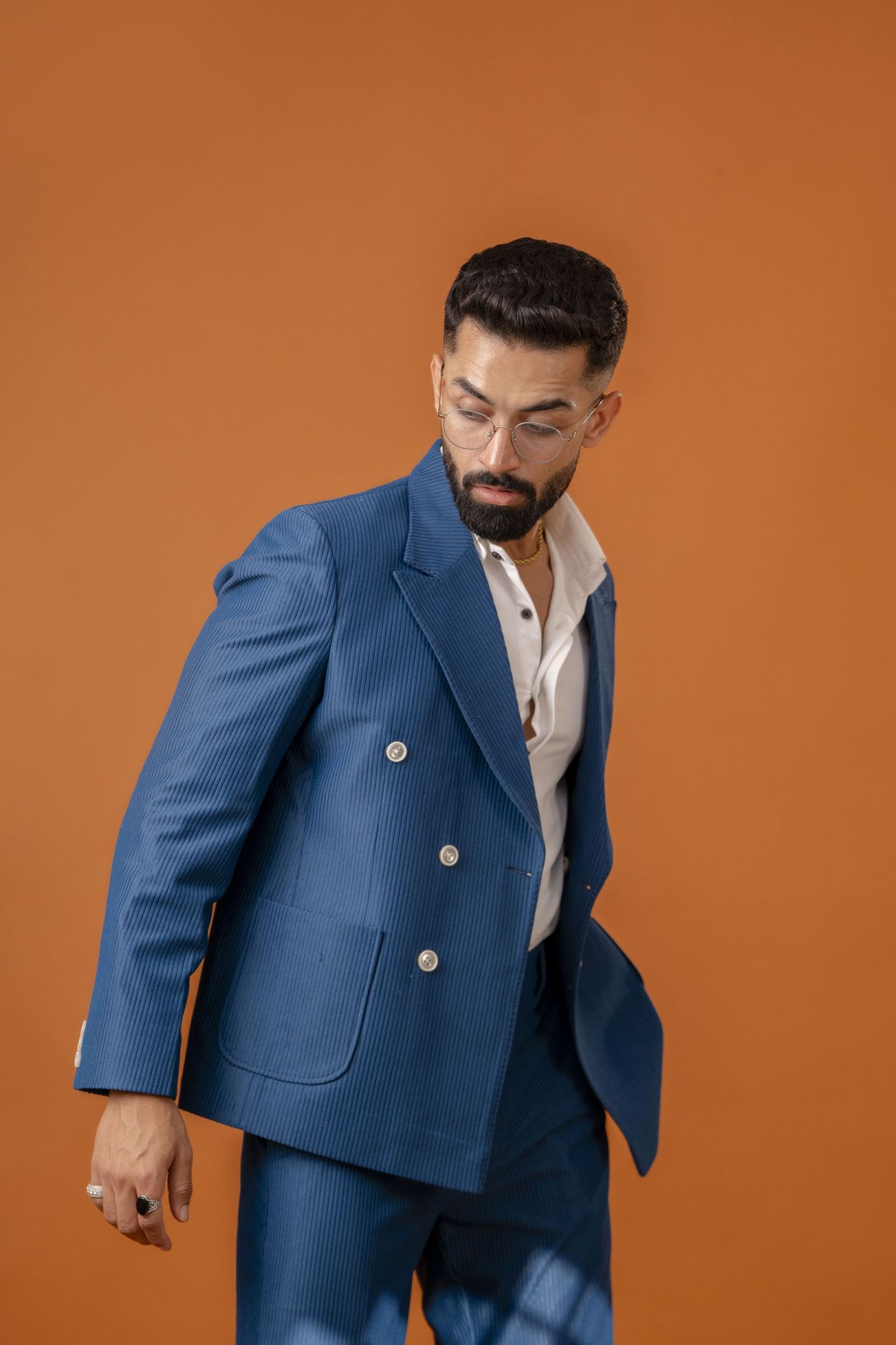 Italian Corduroy Blazer In Teal