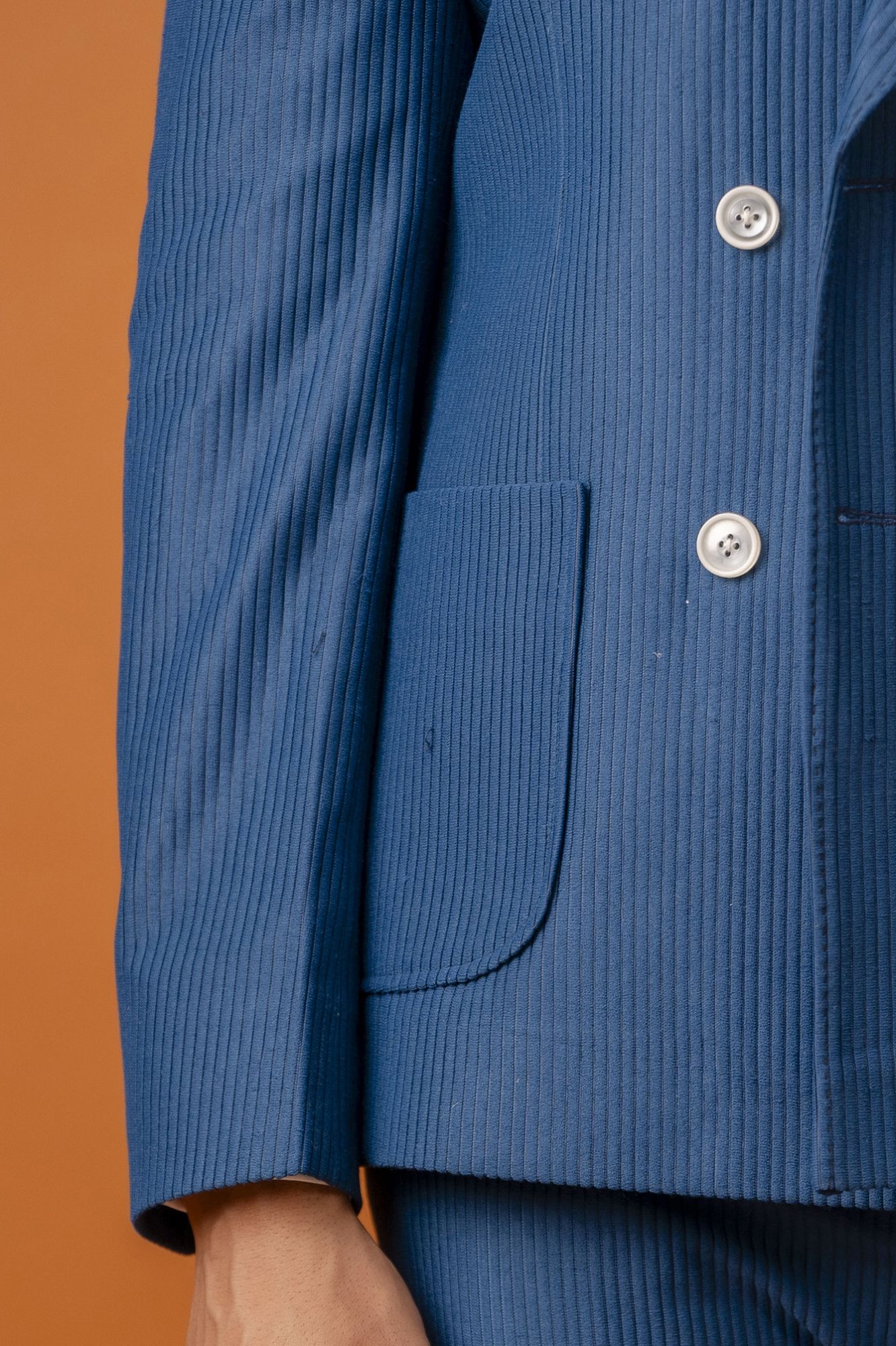 Italian Corduroy Blazer In Teal