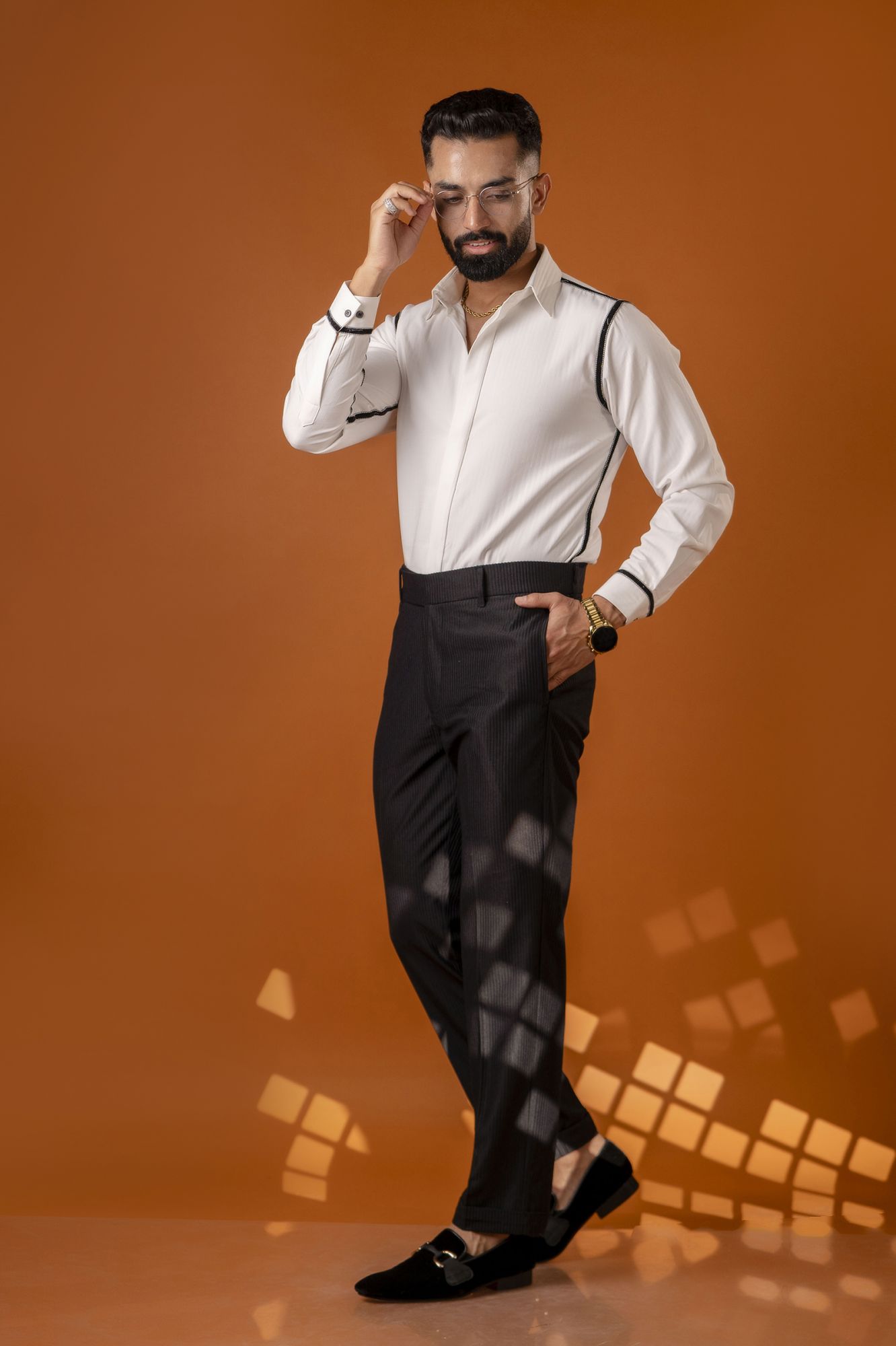 Black Corduroy Tailored Fit Pants