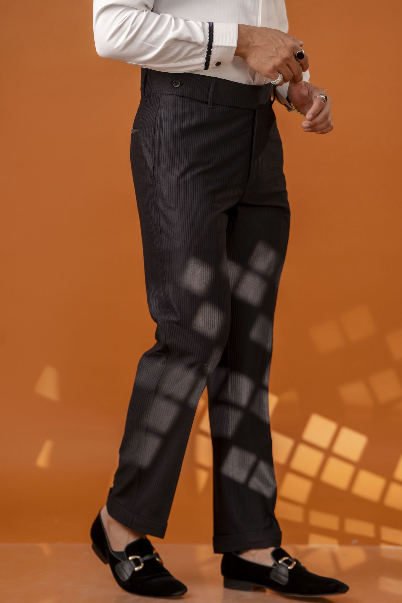 Black Corduroy Tailored Fit Pants