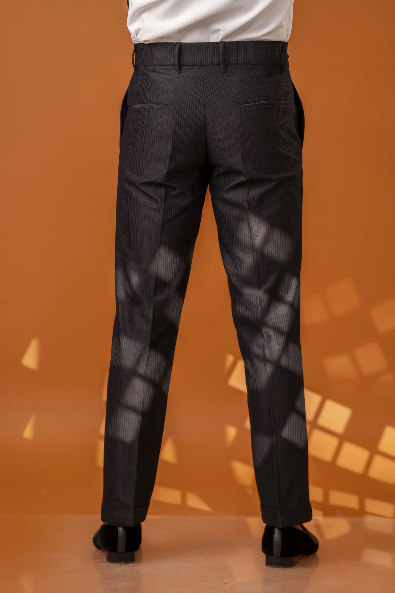 Black Corduroy Tailored Fit Pants