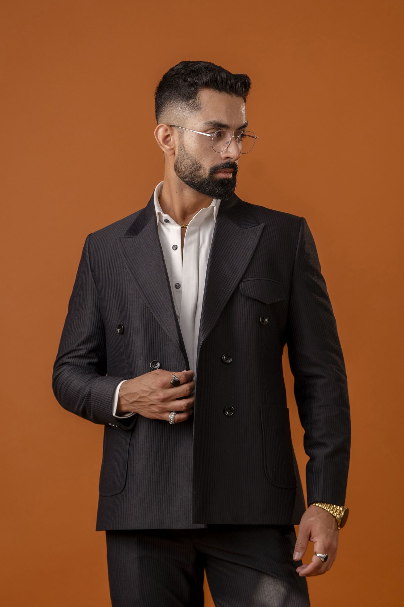 Italian Corduroy Blazer In Black