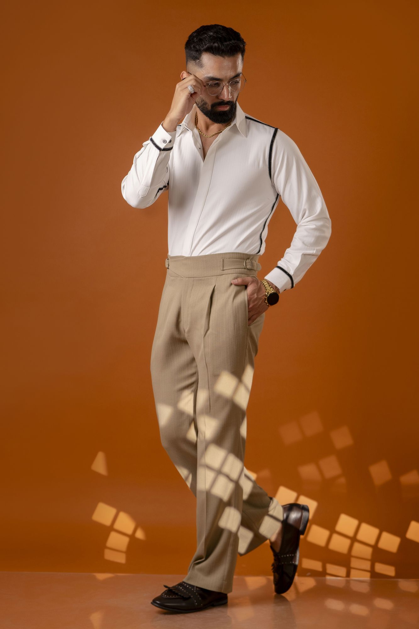 Gurkha Flared Pants In Beige