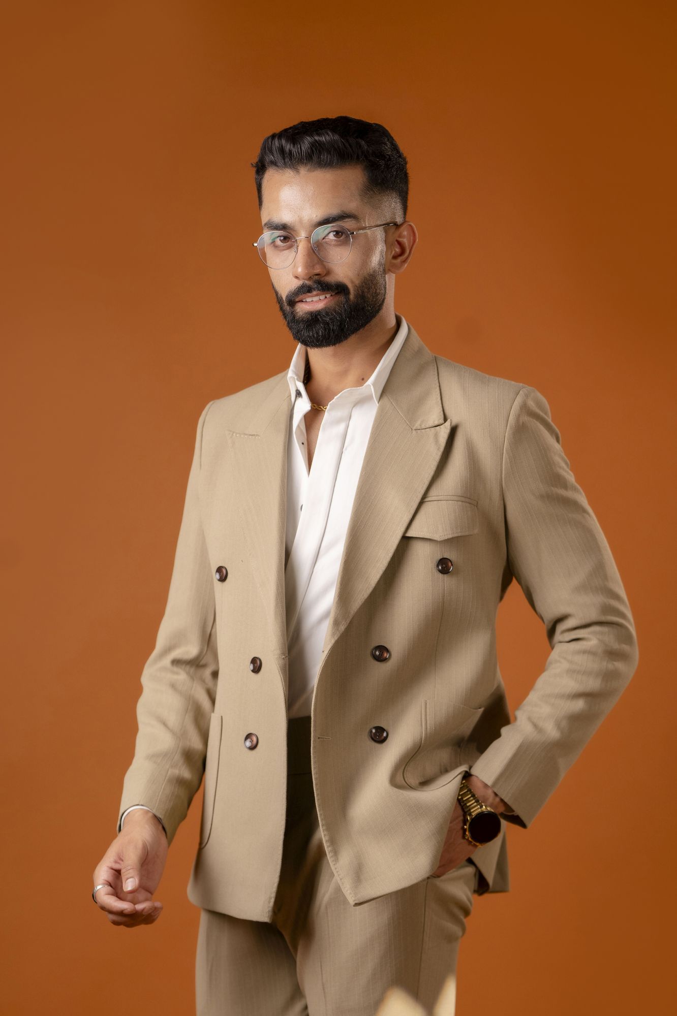 Italian Linen Blazer In Beige