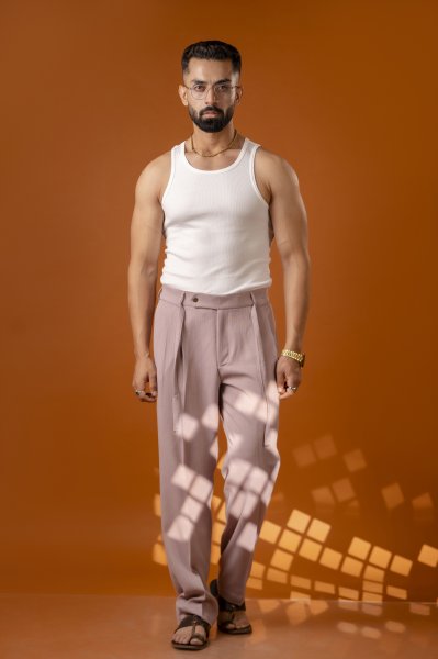 Malai linen Korean Pants in Pastel Pink
