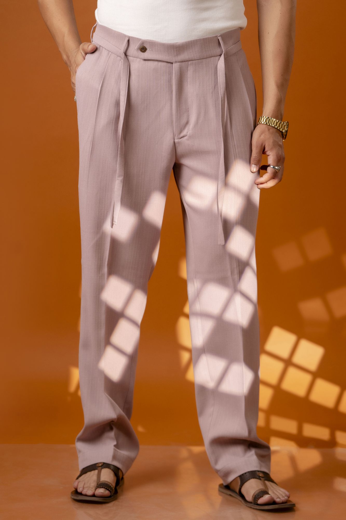 Malai linen Korean Pants in Pastel Pink