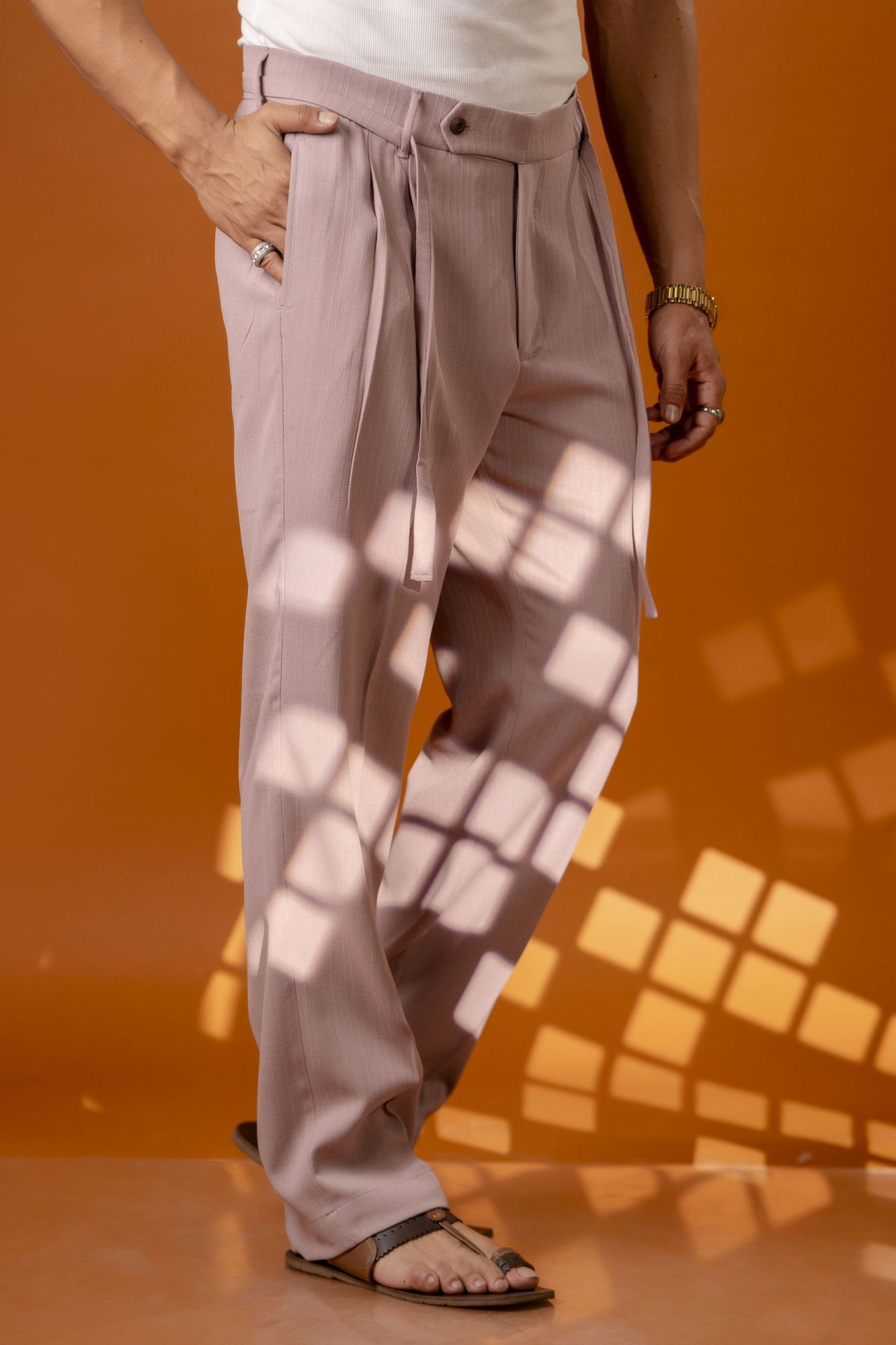 Malai linen Korean Pants in Pastel Pink