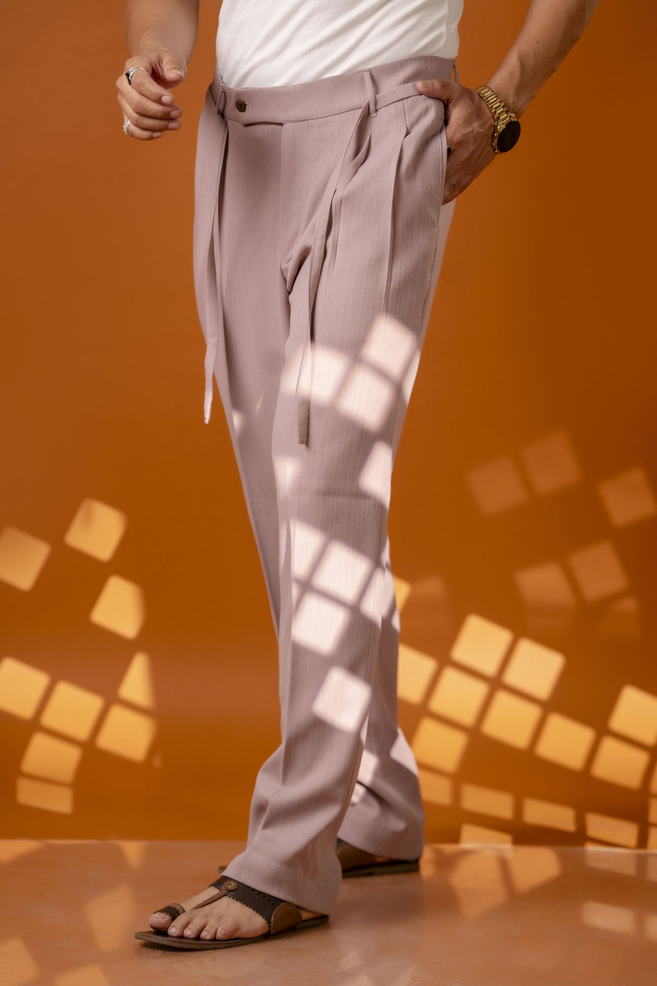 Malai linen Korean Pants in Pastel Pink