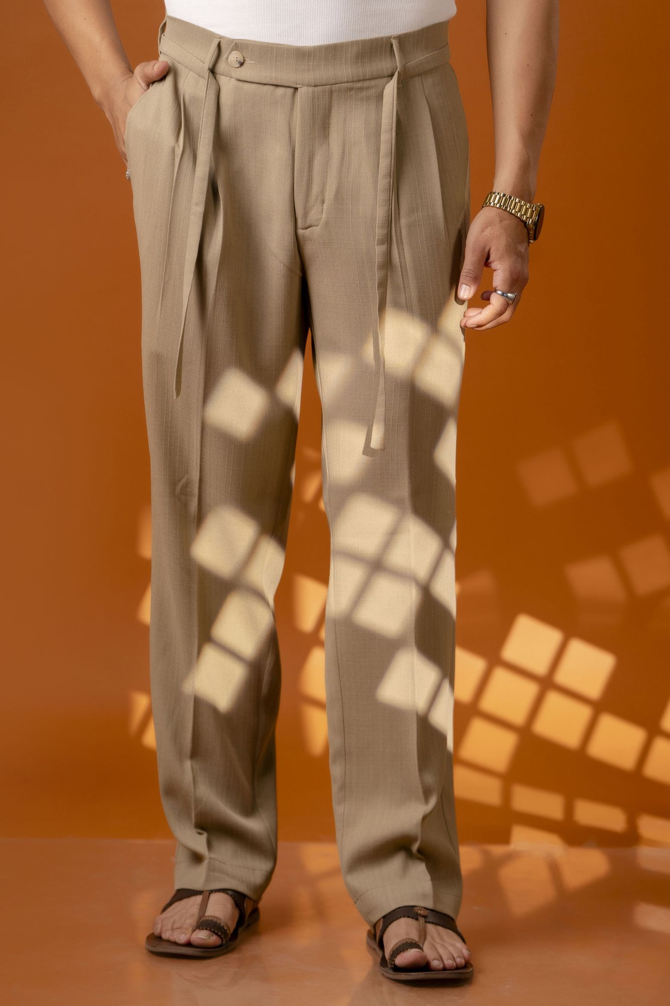 Malai Linen Korean Pants In Beige