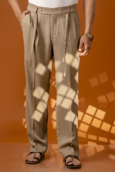 Malai Linen Korean Pants In Beige