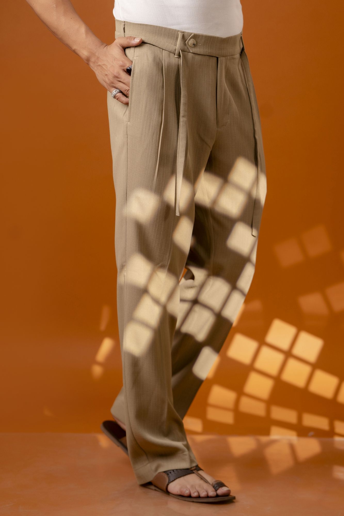 Malai Linen Korean Pants In Beige