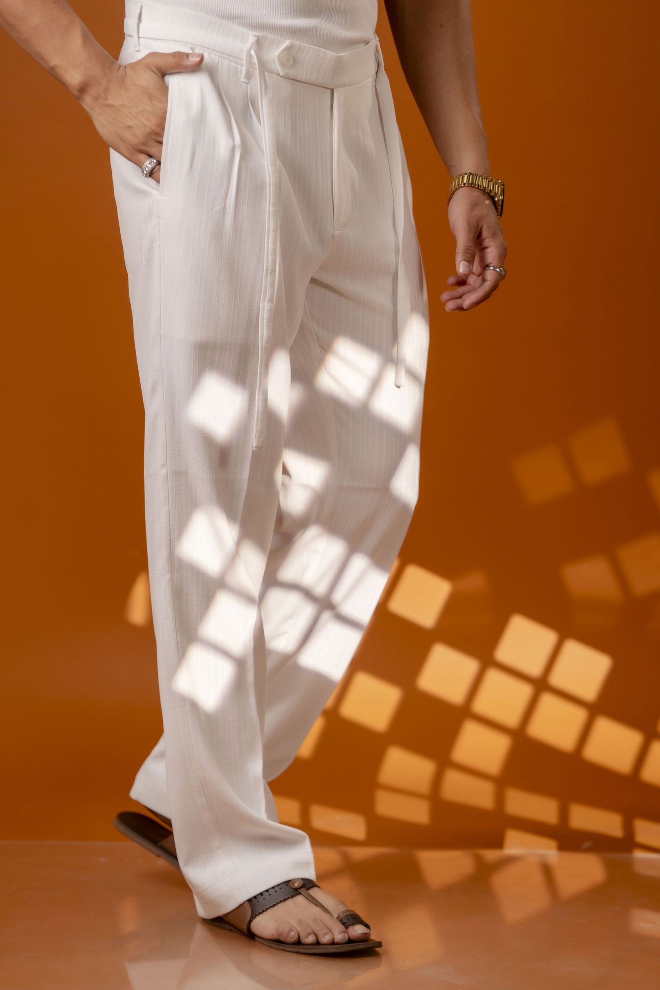 White Malai Linen Korean Pants
