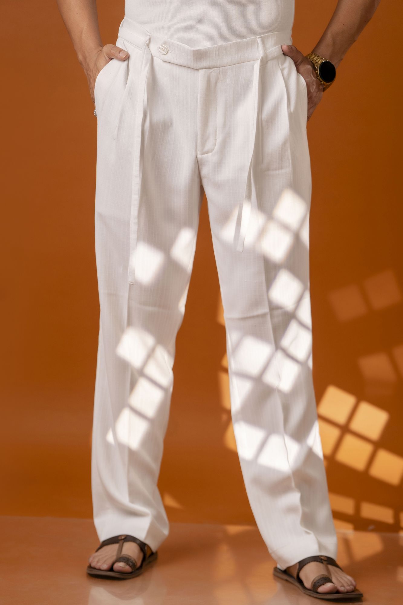 White Malai Linen Korean Pants