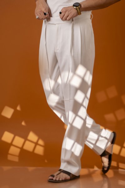 White Malai Linen Korean Pants