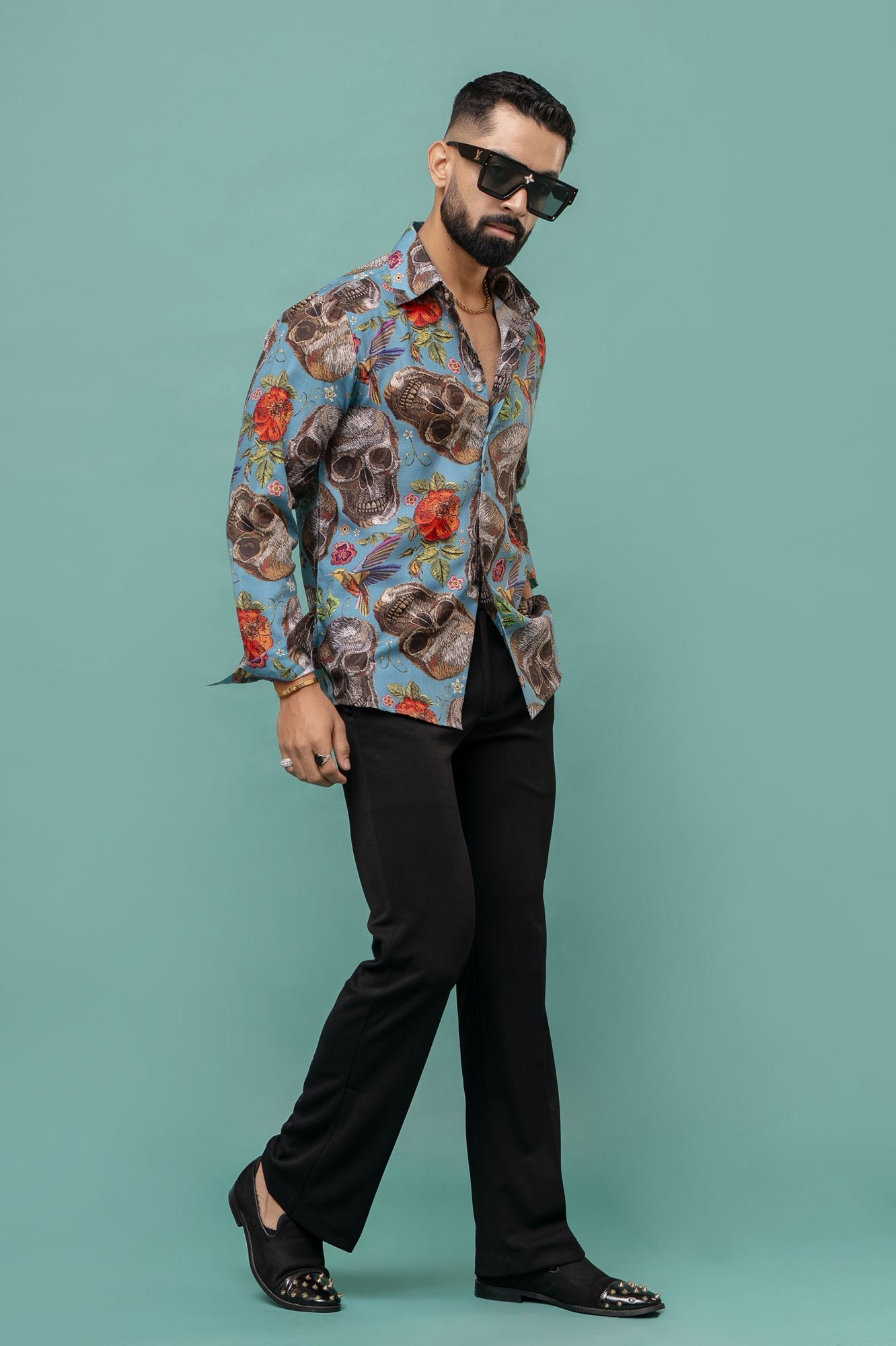 Skull Printed Flowing Shirt
