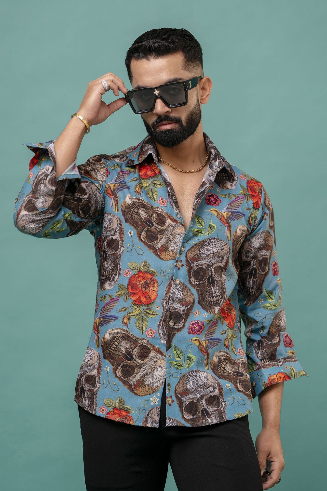 Skull Printed Flowing Shirt