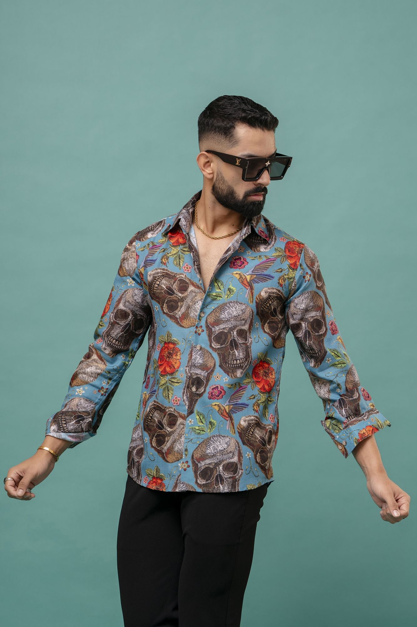 Skull Printed Flowing Shirt
