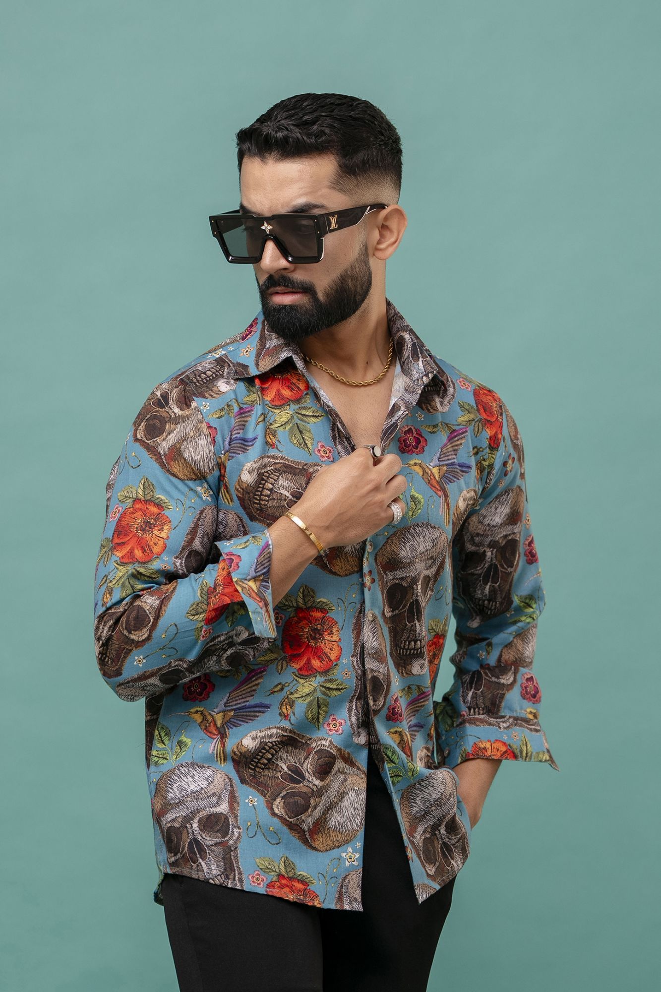 Skull Printed Flowing Shirt