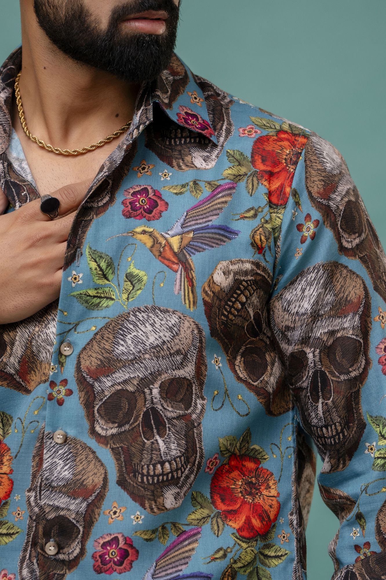 Skull Printed Flowing Shirt