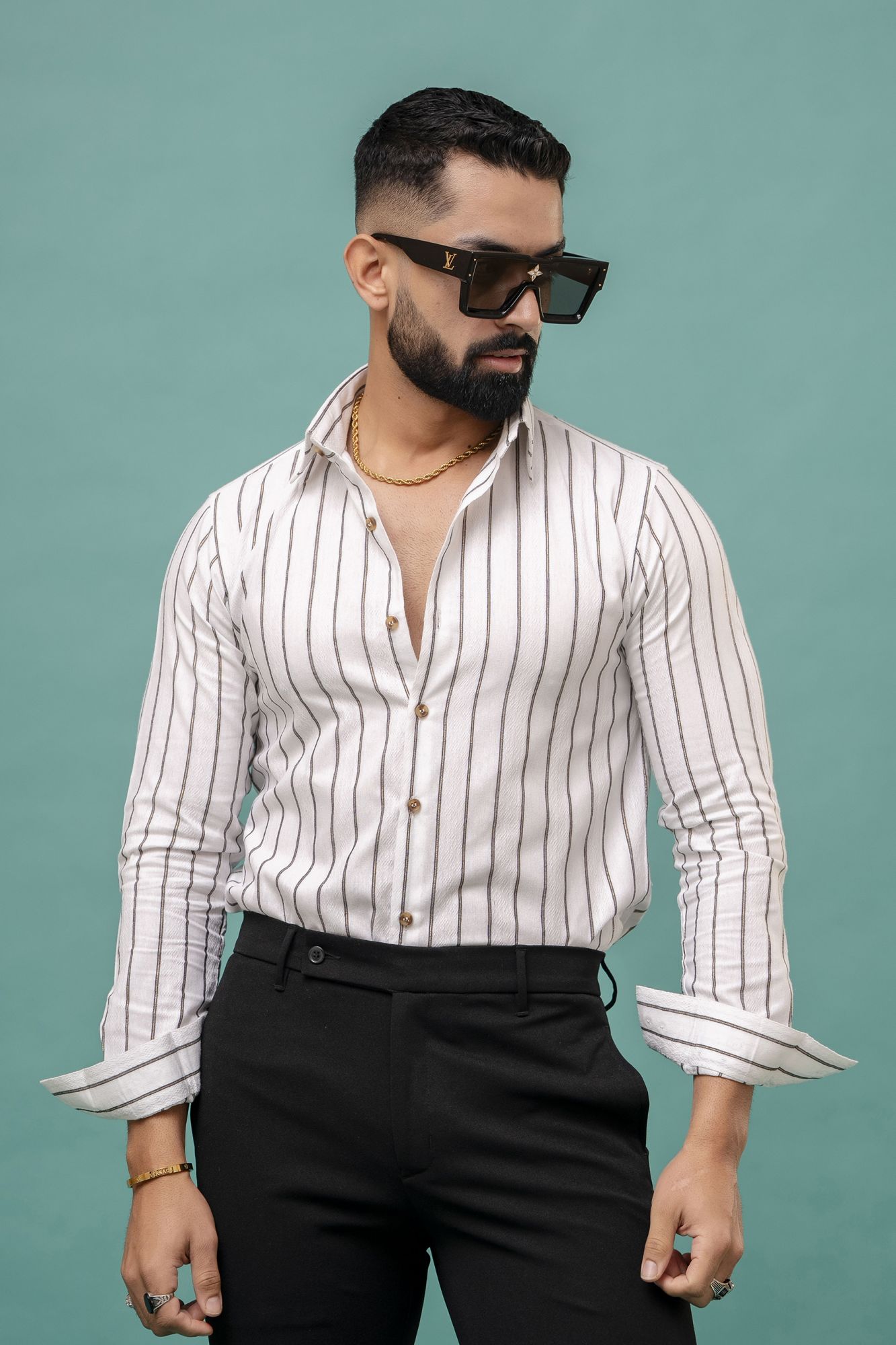Striped Linen Shirt In White