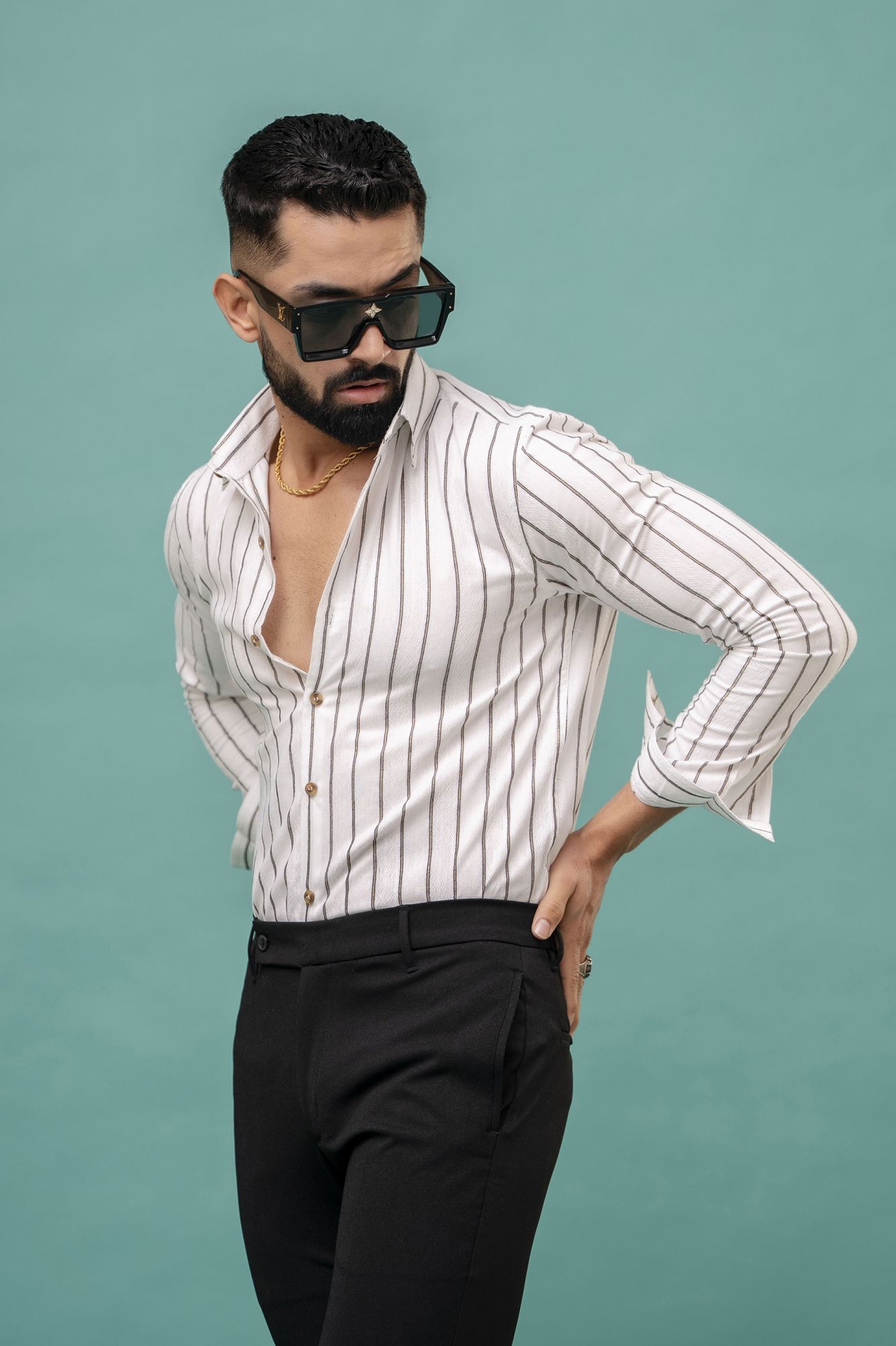 Striped Linen Shirt In White