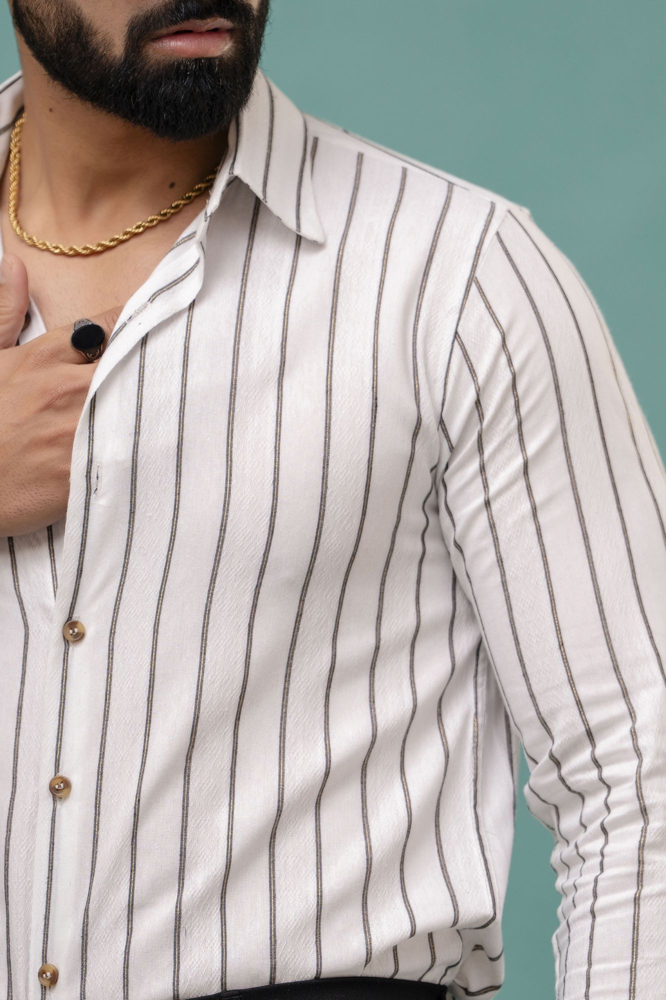 Striped Linen Shirt In White
