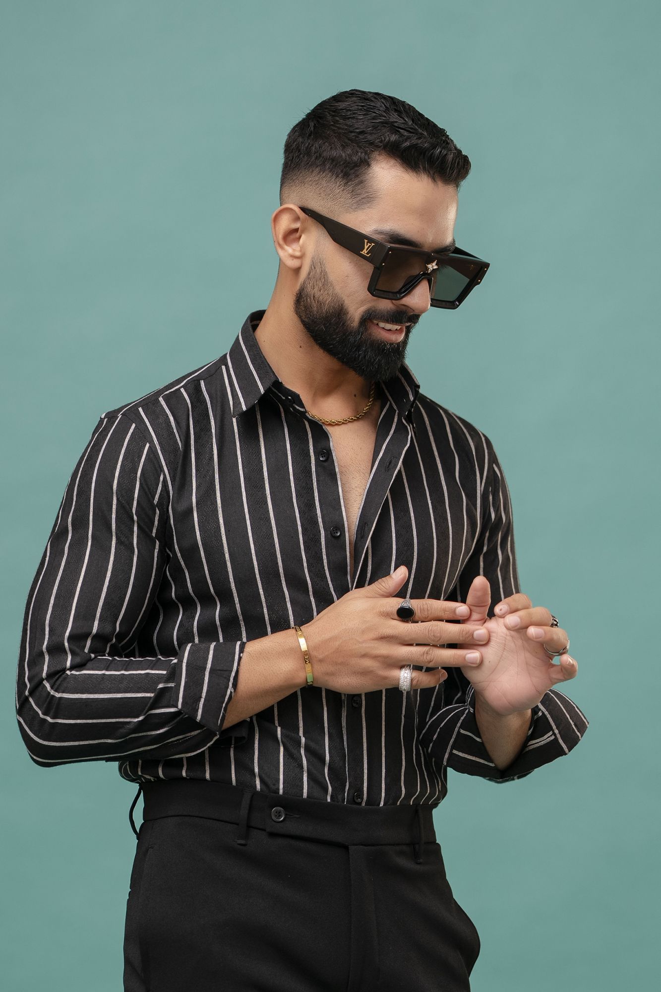 Striped Linen Shirt In Black