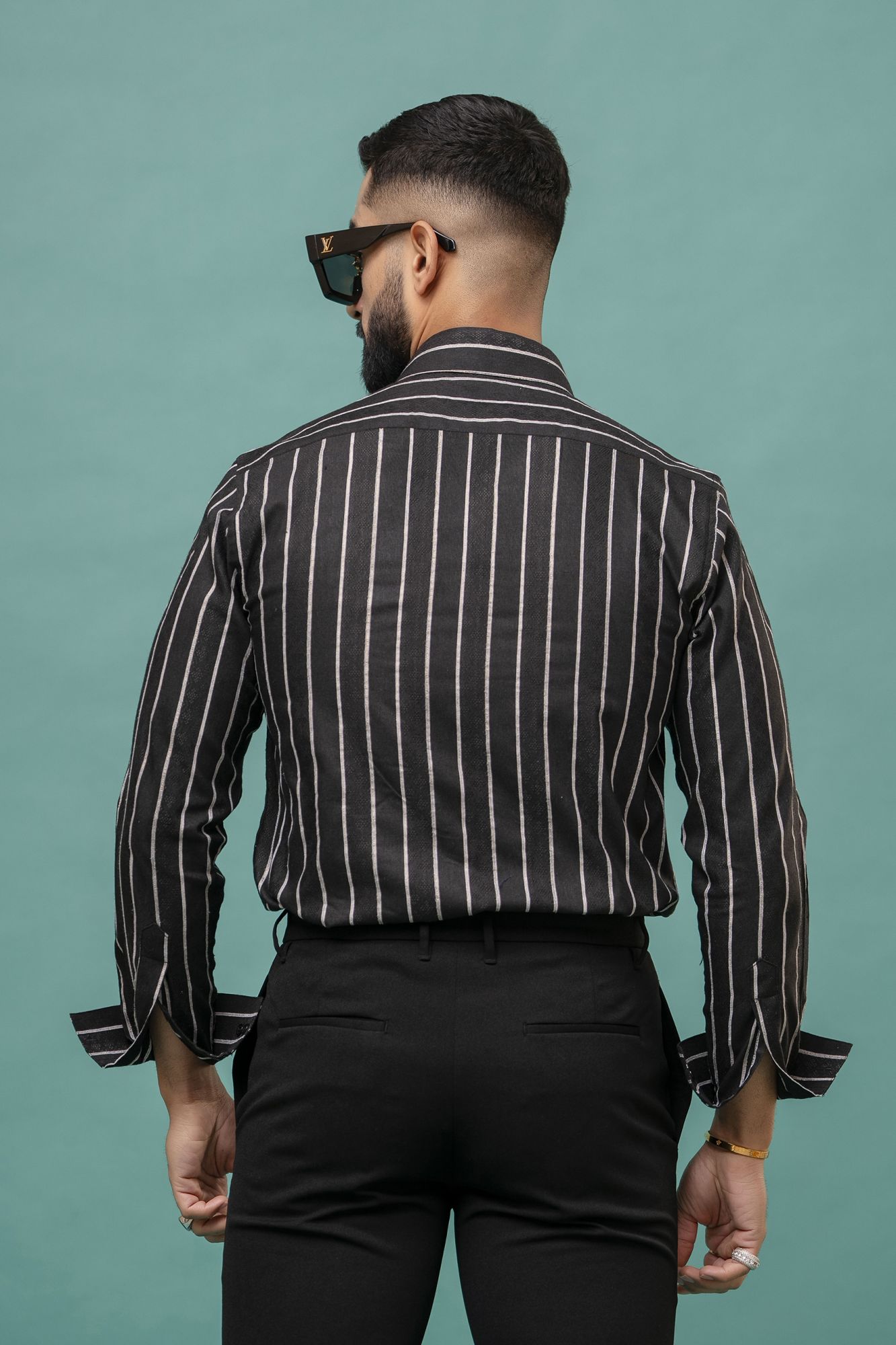 Striped Linen Shirt In Black