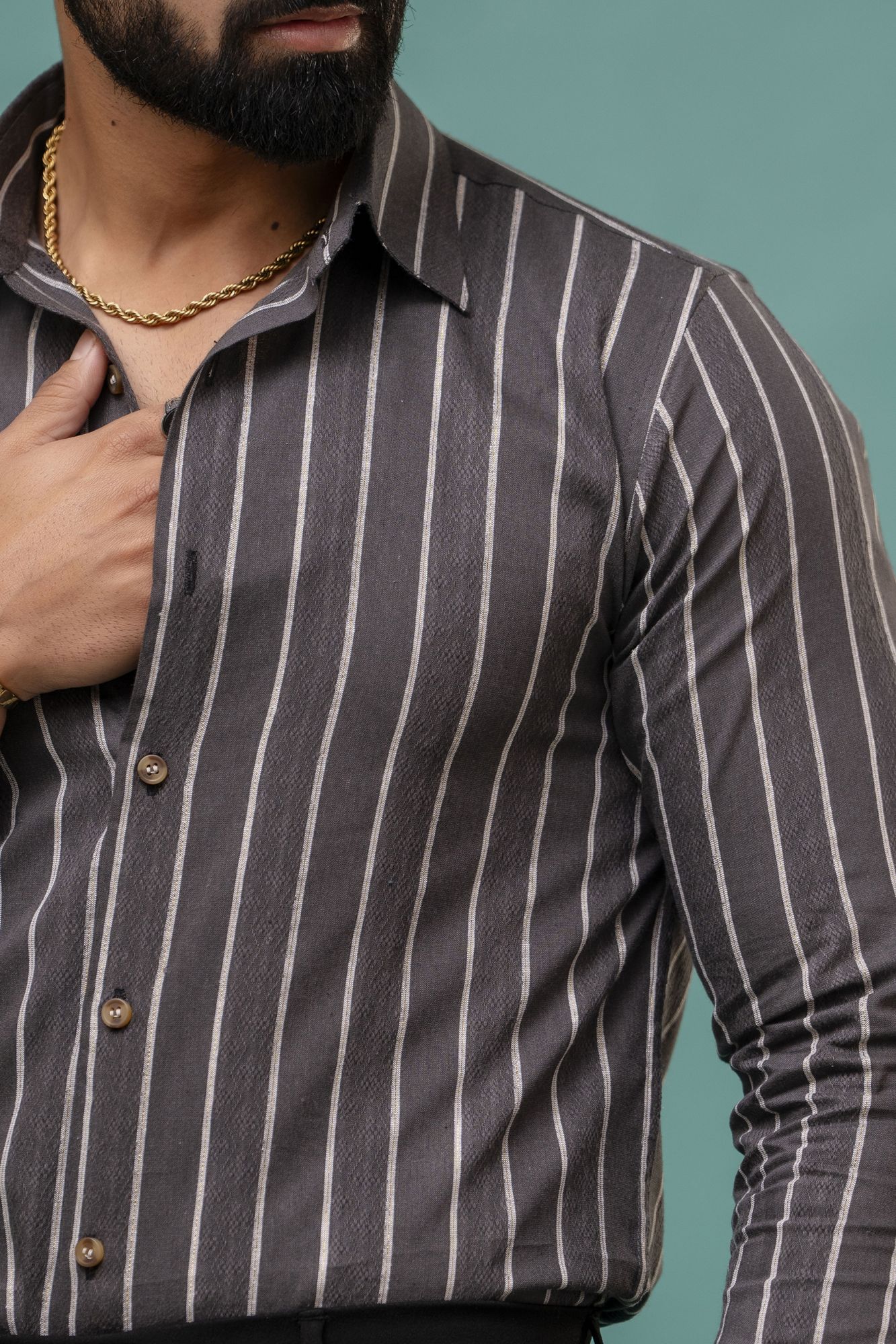 Striped Linen Shirt In Grey