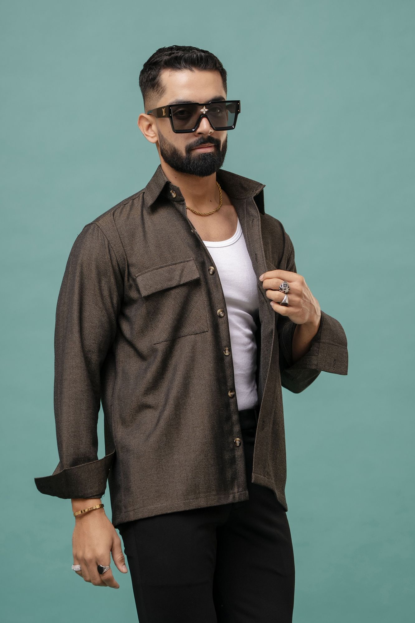 Over Shacket In Brown