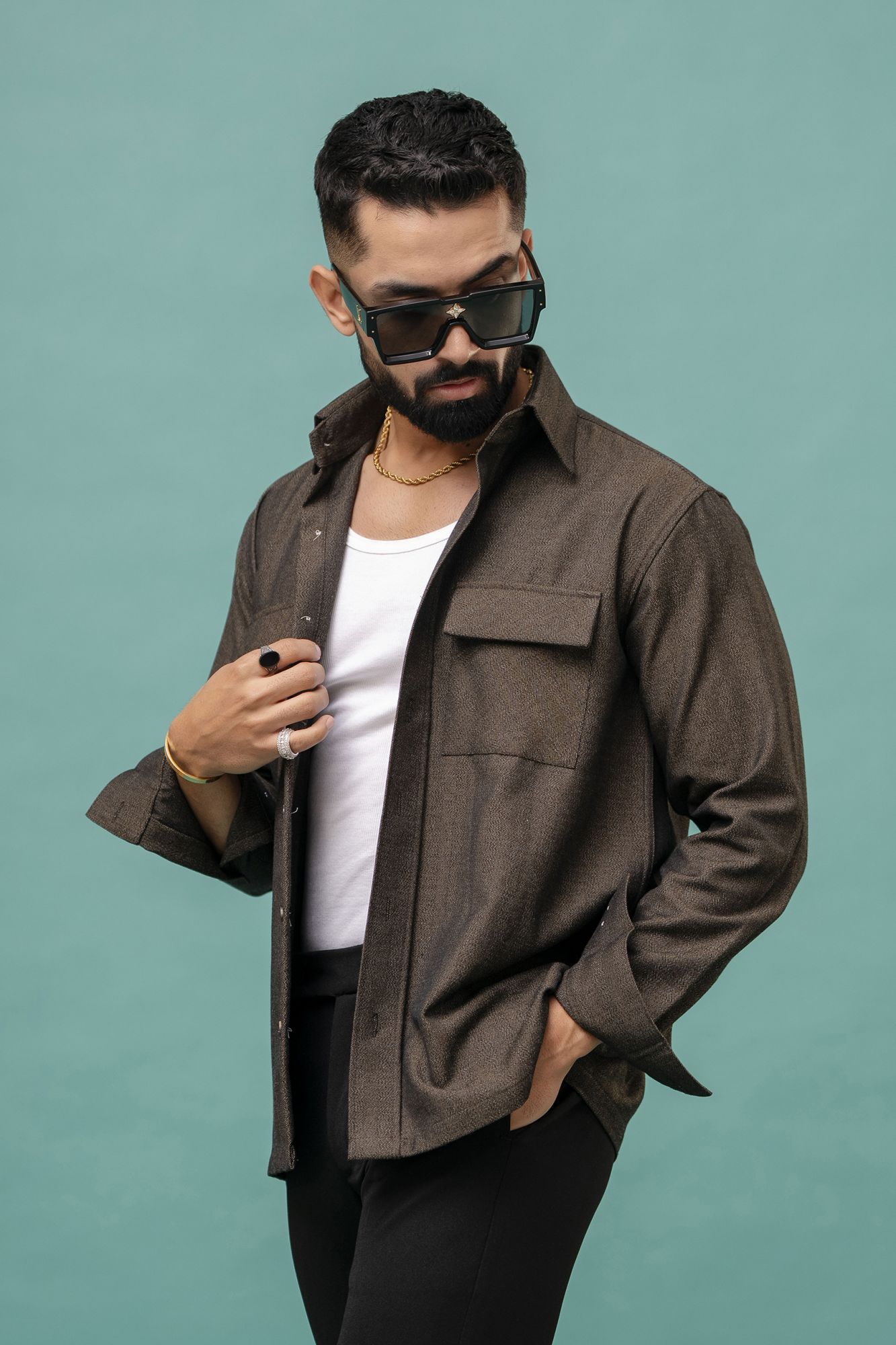 Over Shacket In Brown