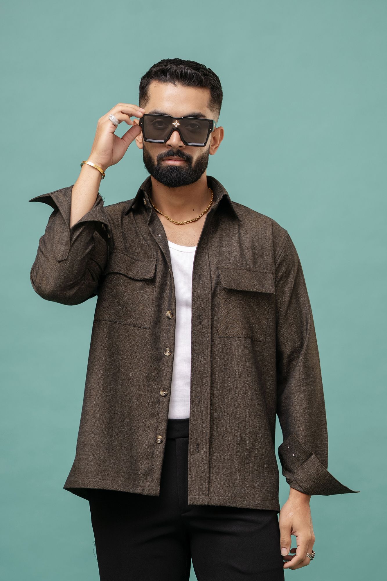 Over Shacket In Brown