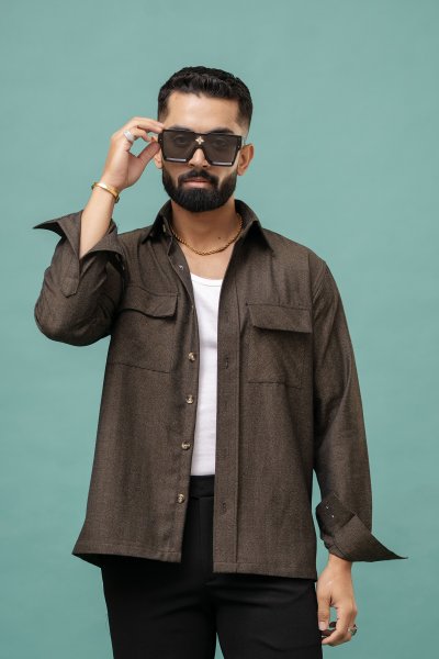 Over Shacket In Brown