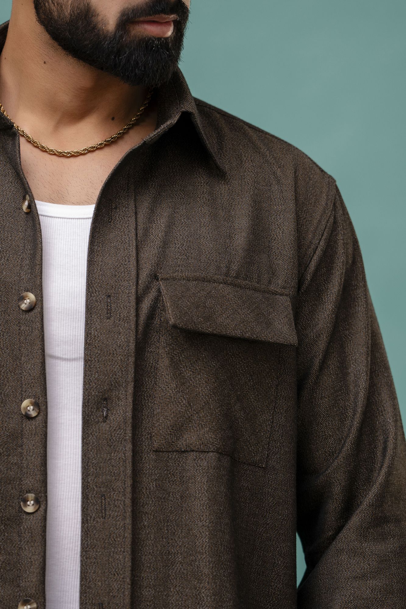 Over Shacket In Brown