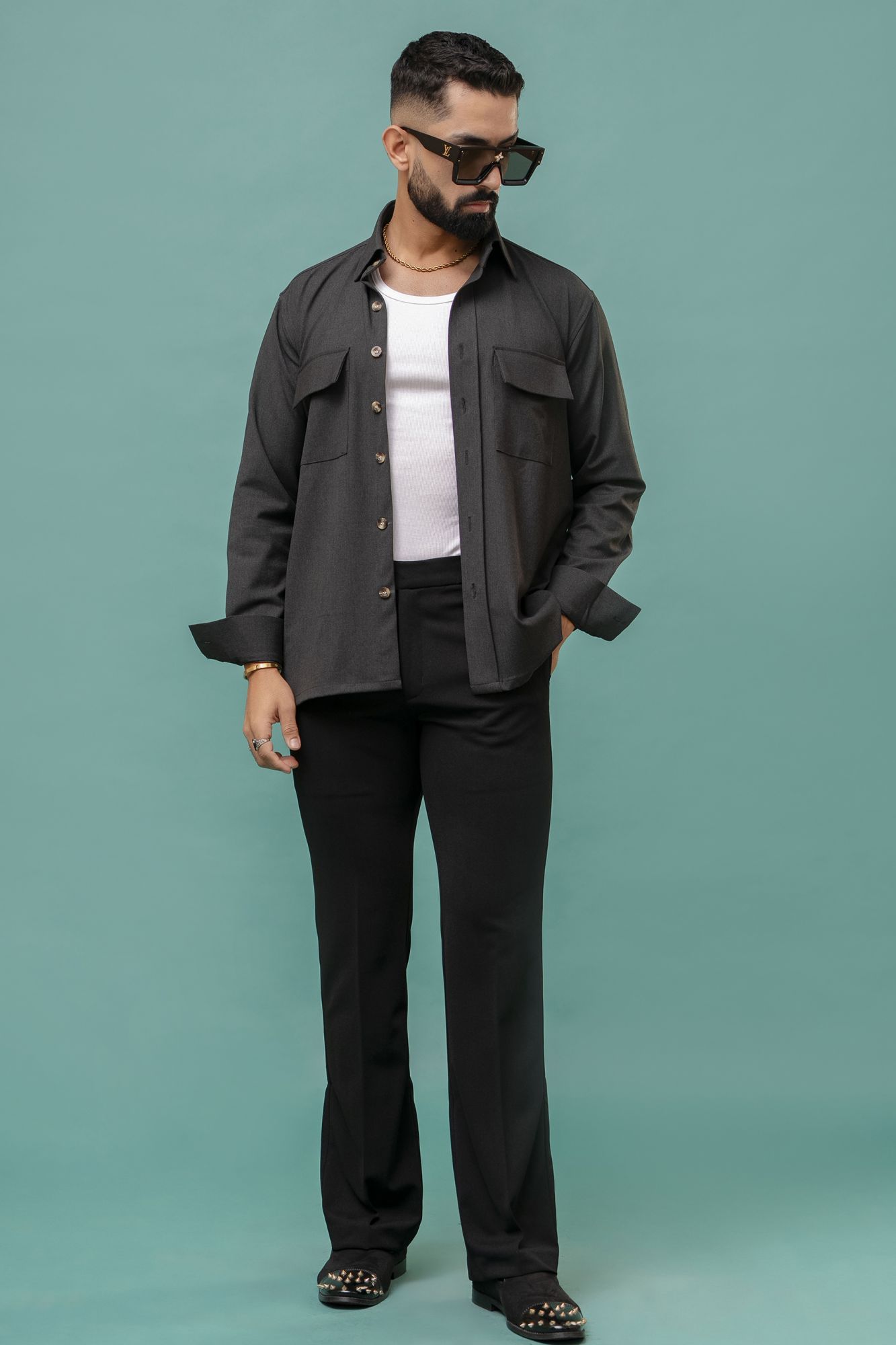 Grey Wool Shacket