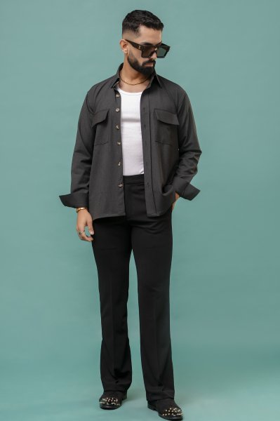 Grey Wool Shacket