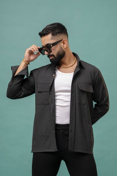 Grey Wool Shacket