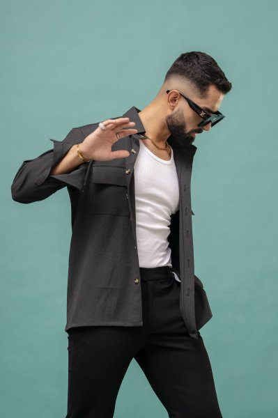 Grey Wool Shacket