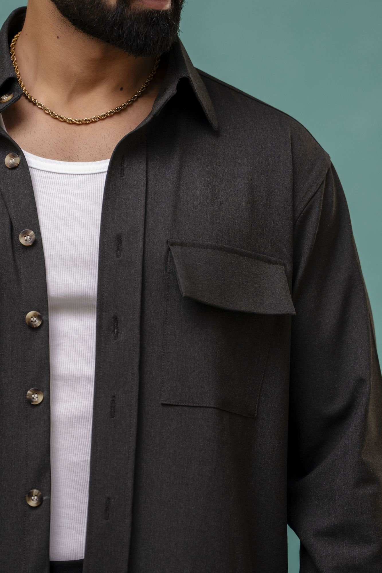 Grey Wool Shacket