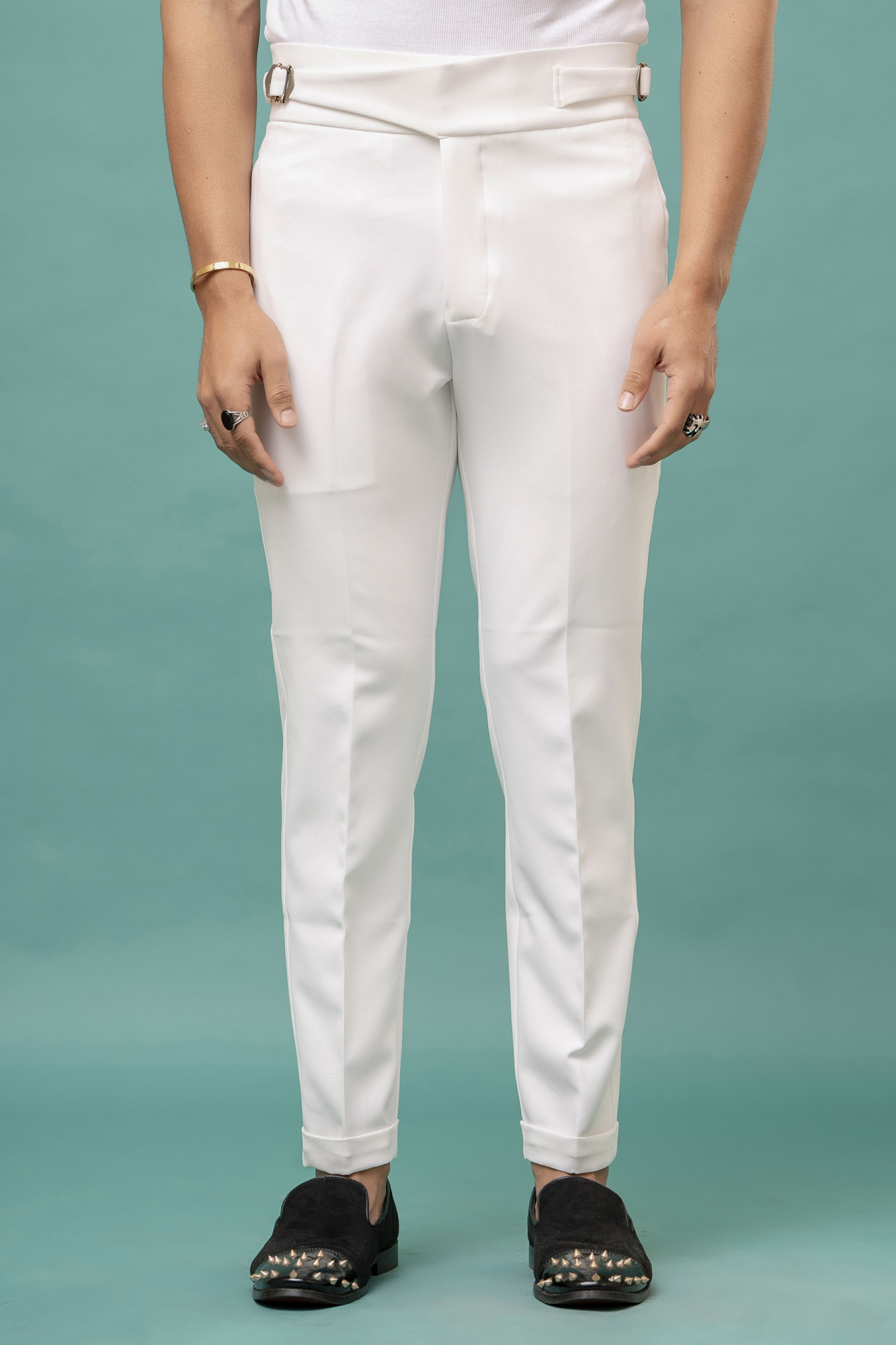 Tapered high Waist Pant In White