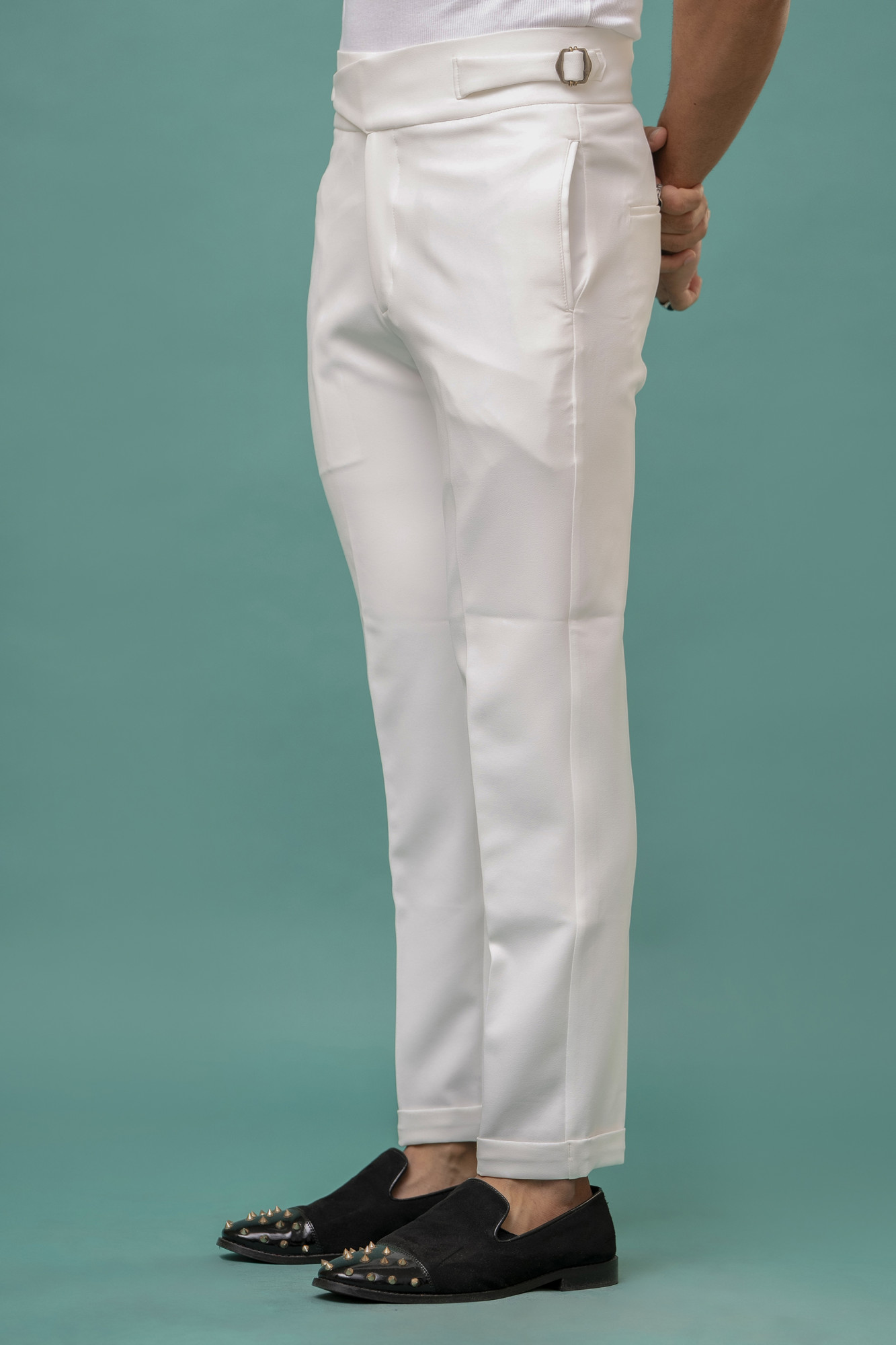 Tapered high Waist Pant In White
