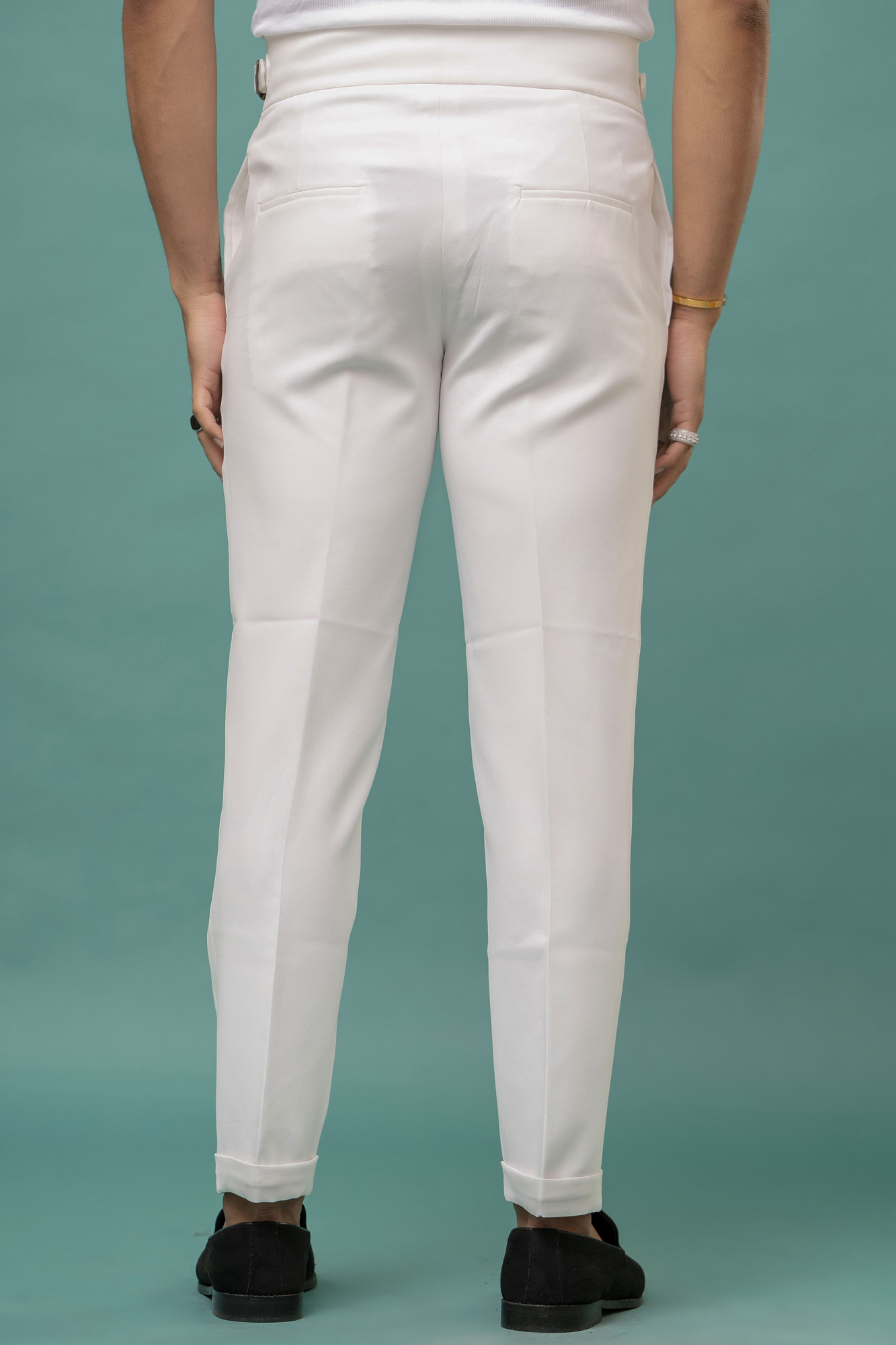 Tapered high Waist Pant In White