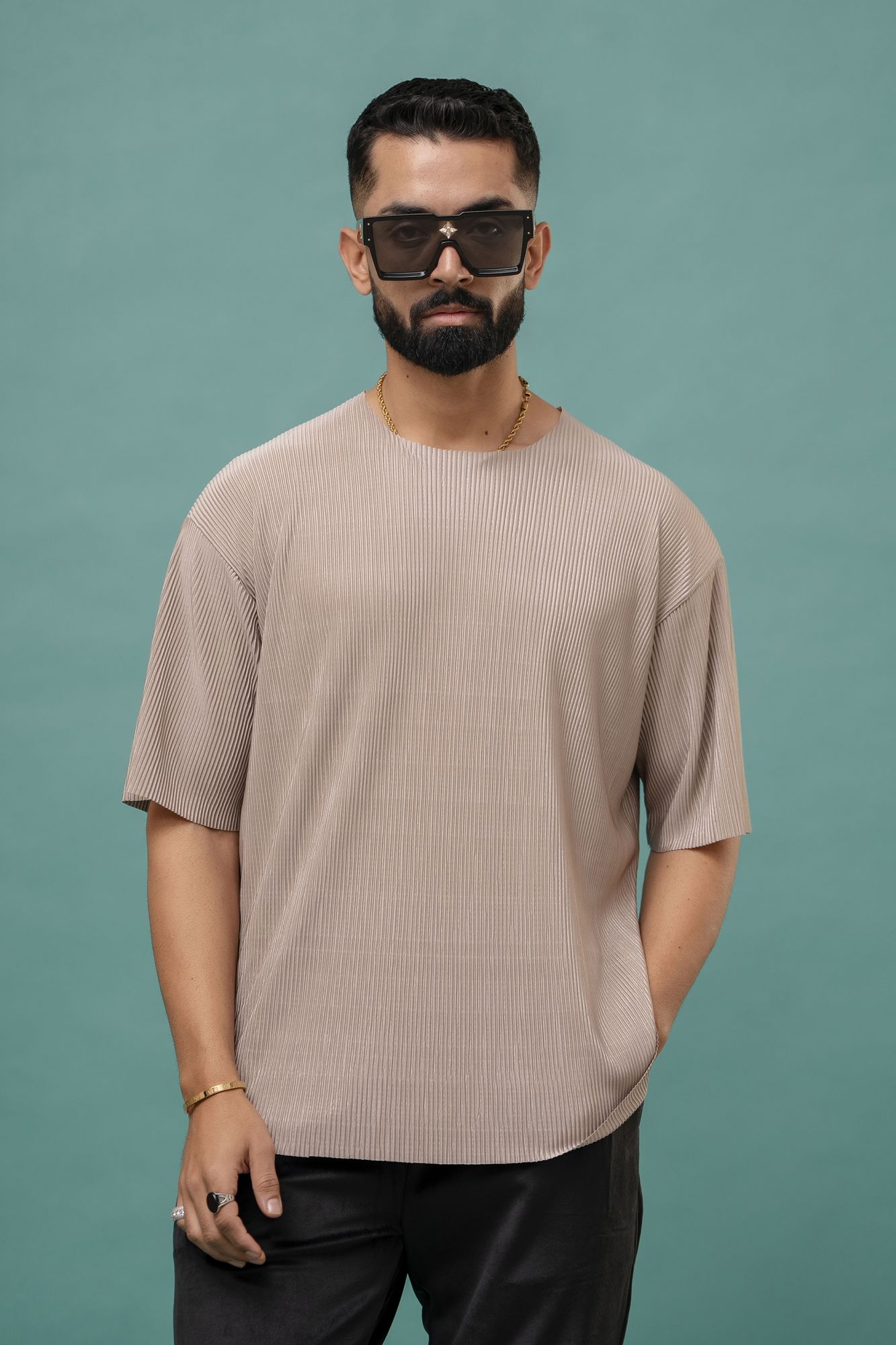 Pleated Brown Tshirt