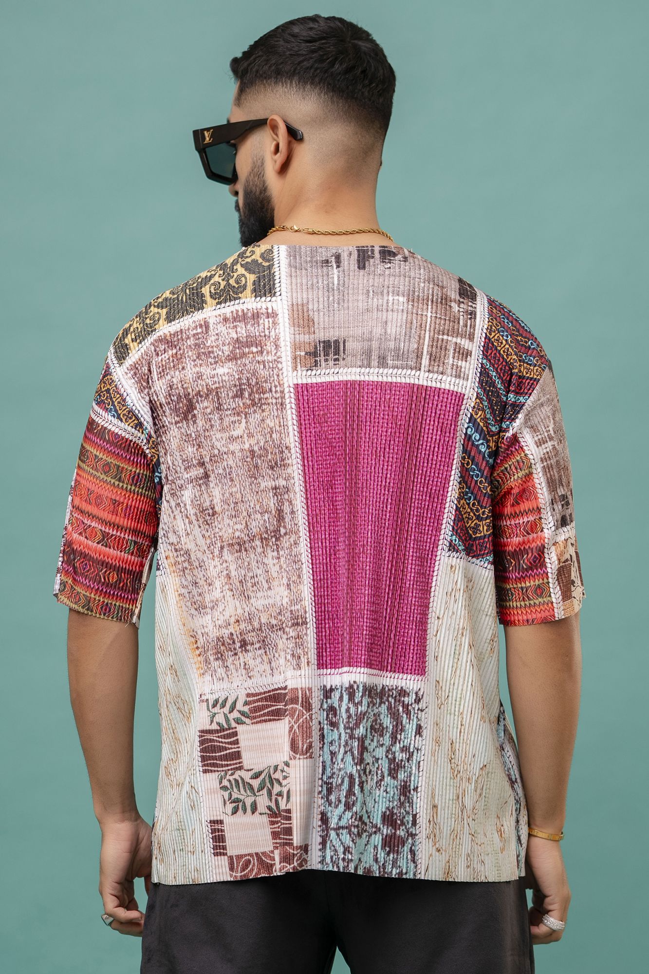 Multicolor Pleated Tshirt