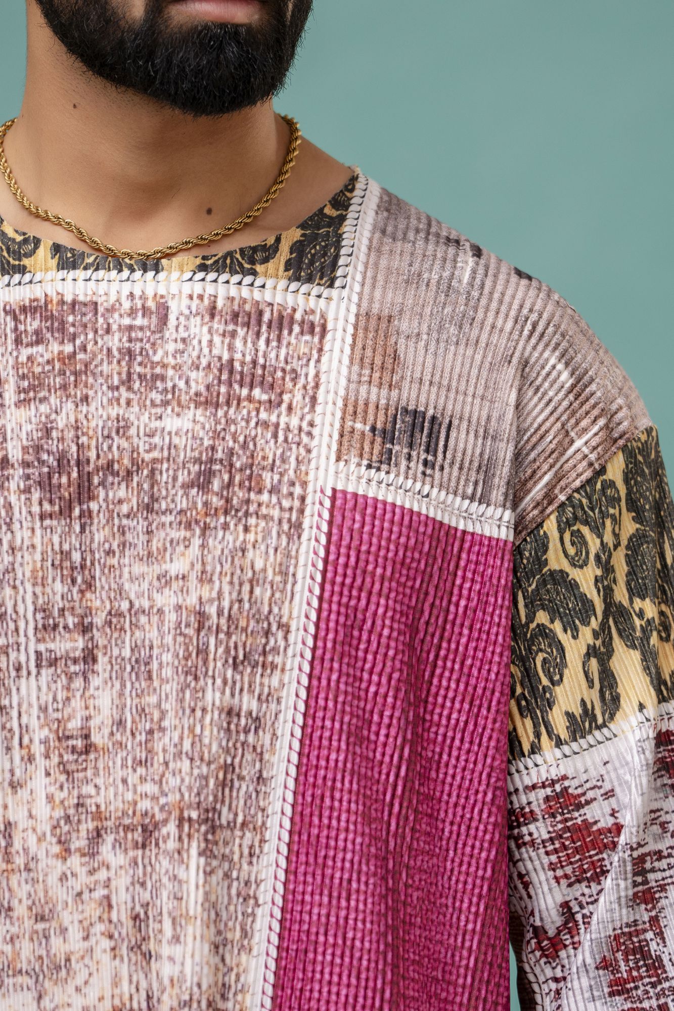 Multicolor Pleated Tshirt