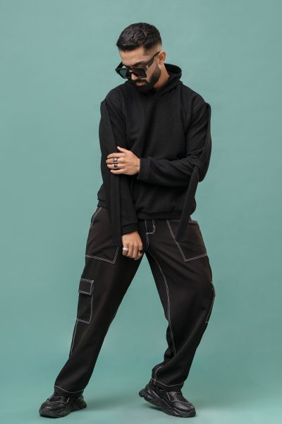 Black Wool Hoodie