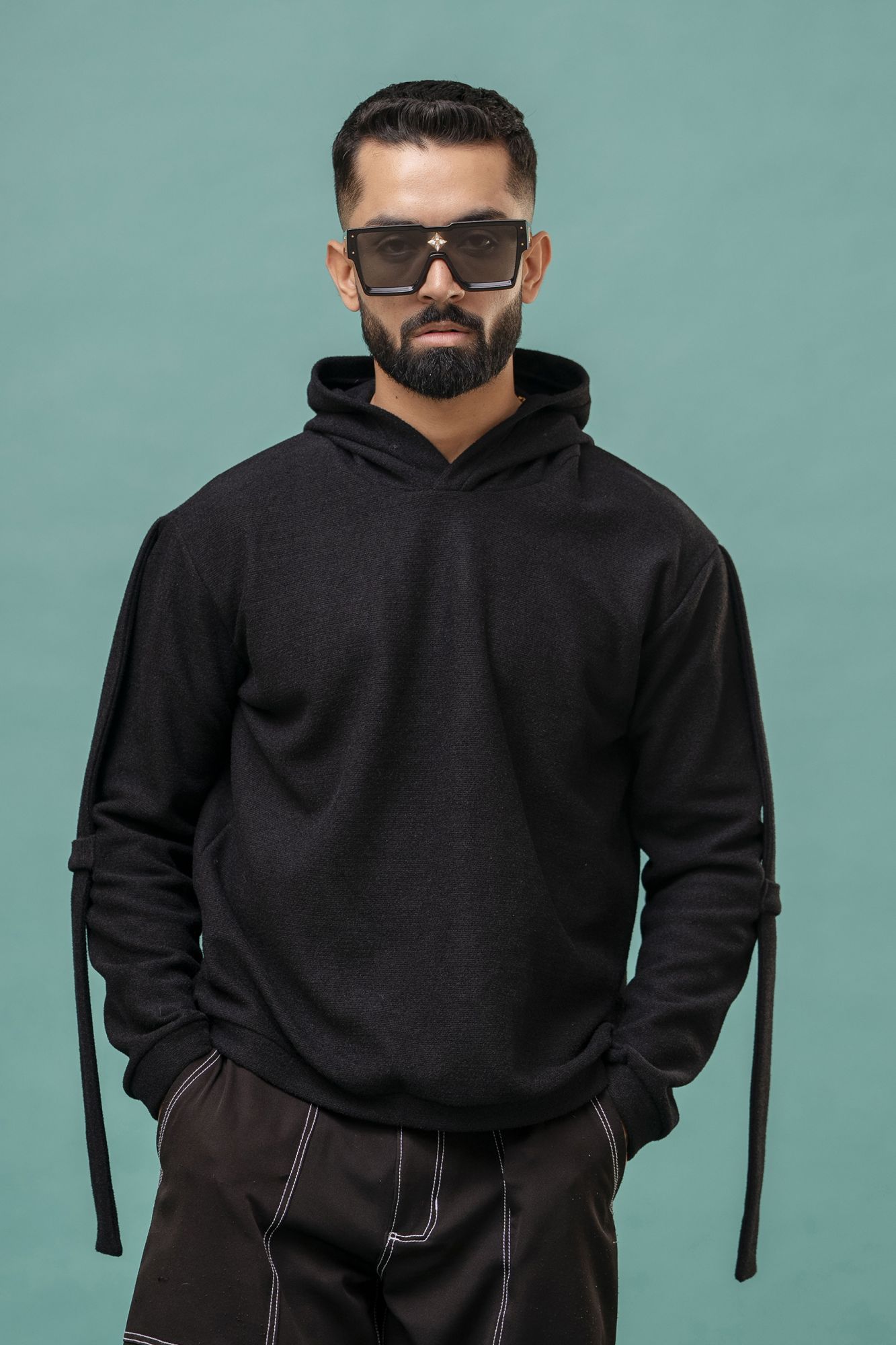 Black Wool Hoodie