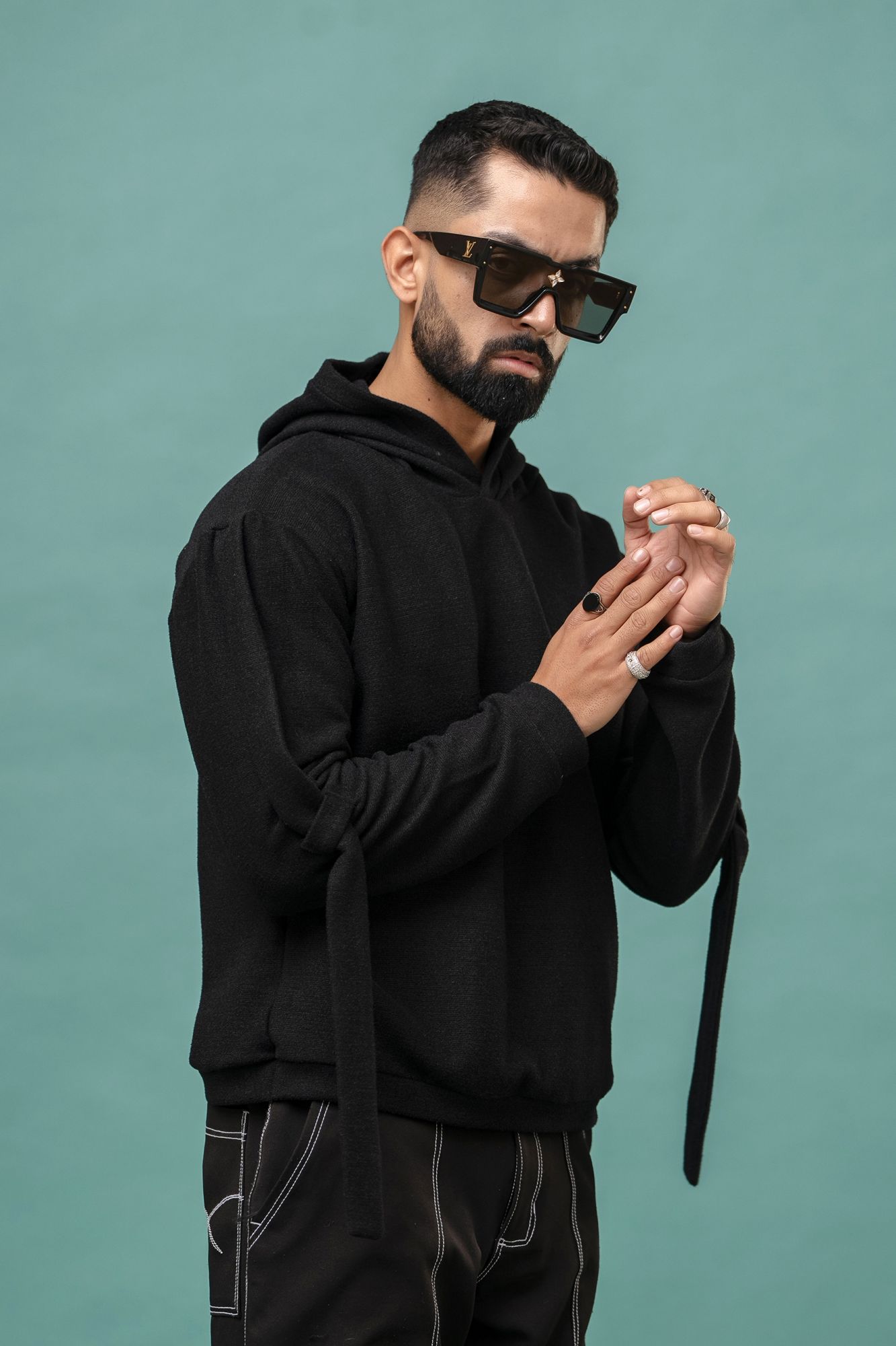 Black Wool Hoodie