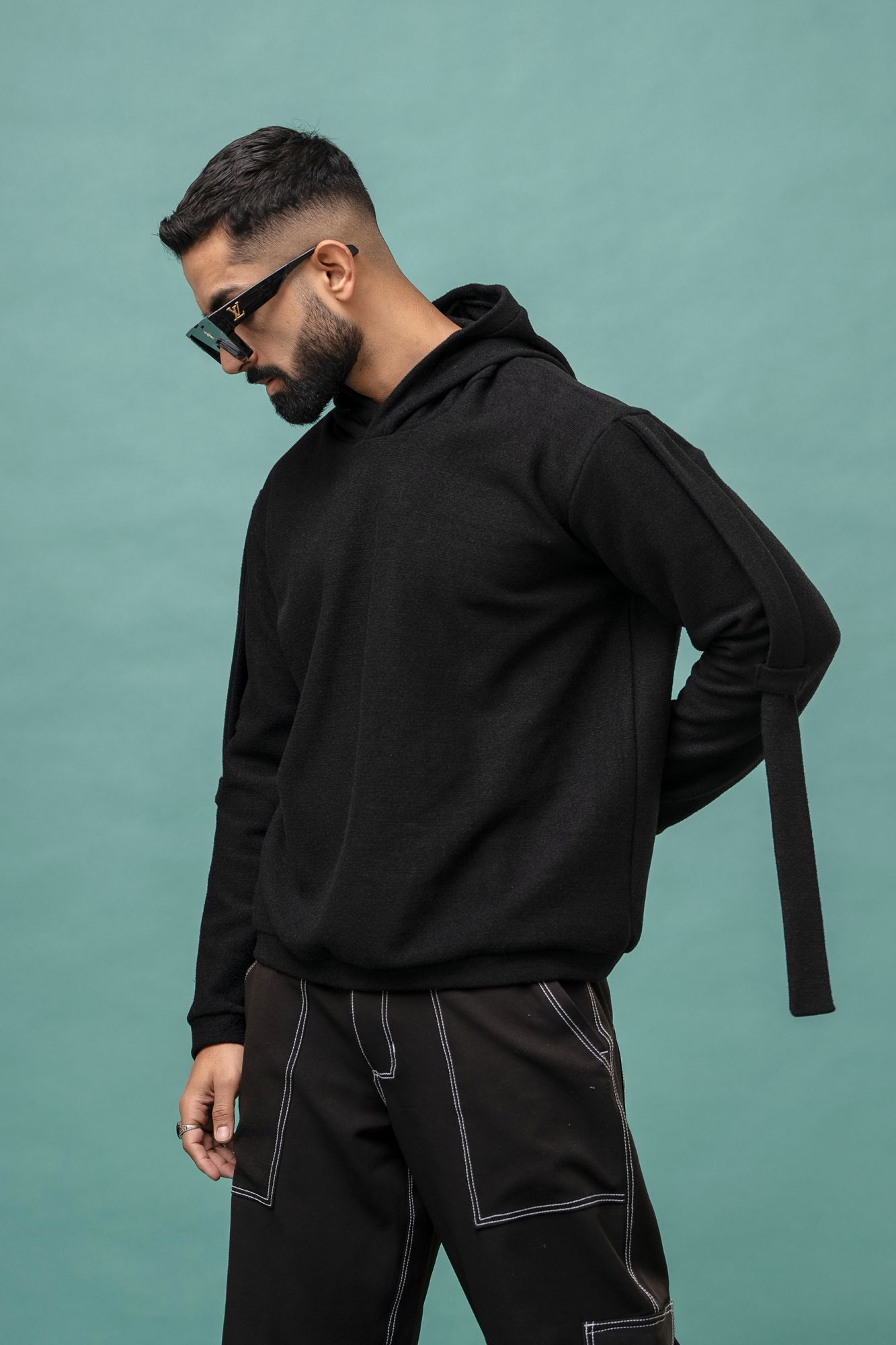 Black Wool Hoodie
