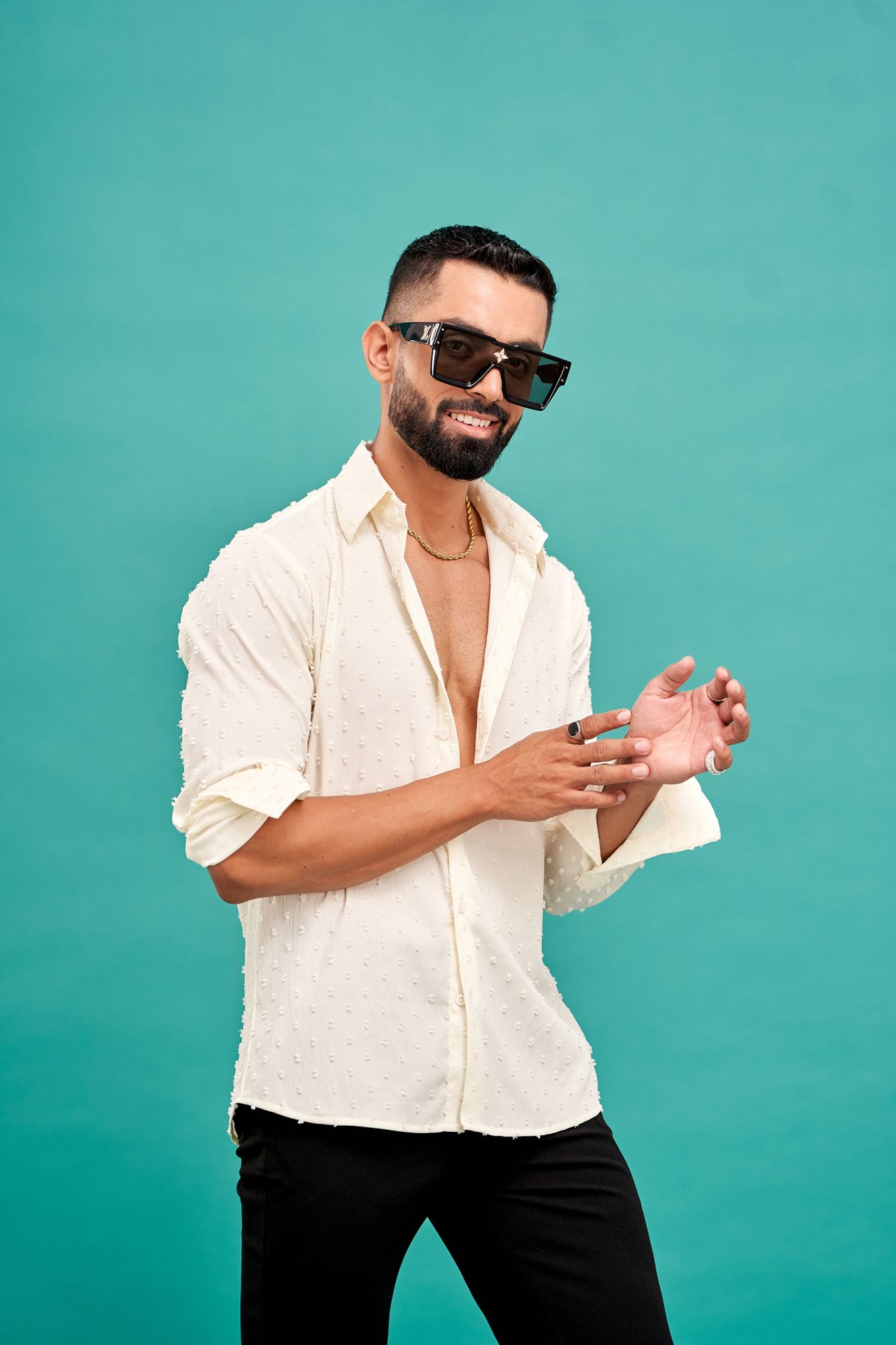 Dobby Textured Shirt In Off White